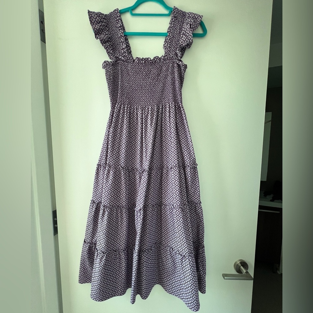 Hillhouse Ellie Nap Dress Purple Jacquard Size Small